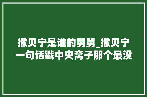 撒贝宁是谁的舅舅_撒贝宁一句话戳中央窝子那个最没本事的人才是一个家的顶梁柱