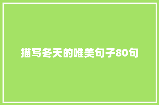 描写冬天的唯美句子80句