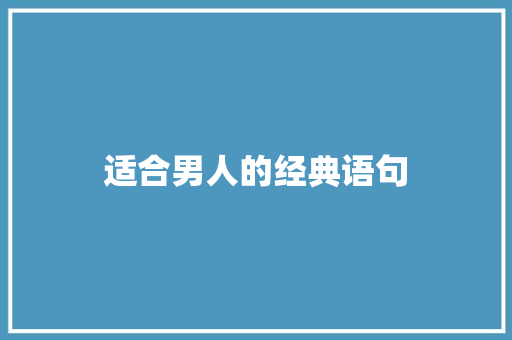 适合男人的经典语句 工作总结范文