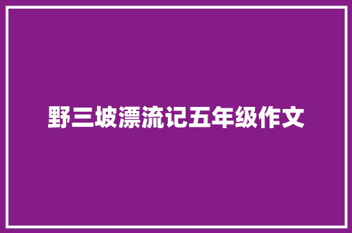 野三坡漂流记五年级作文