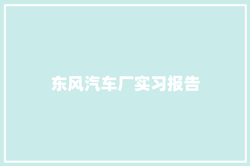 东风汽车厂实习报告 学术范文