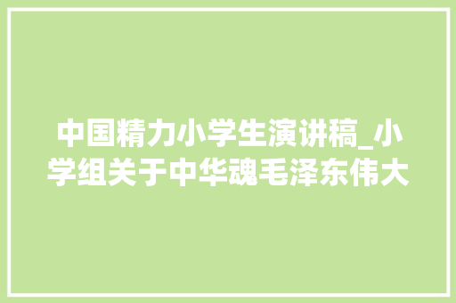 中国精力小学生演讲稿_小学组关于中华魂毛泽东伟大精神品格演讲稿