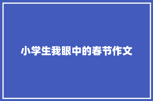 小学生我眼中的春节作文