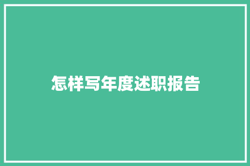 怎样写年度述职报告