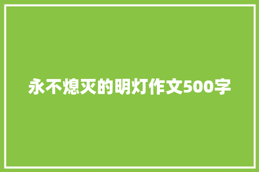 永不熄灭的明灯作文500字 工作总结范文