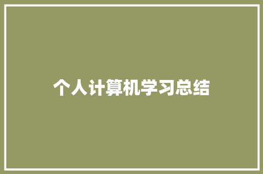 个人计算机学习总结 论文范文