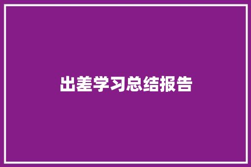 出差学习总结报告