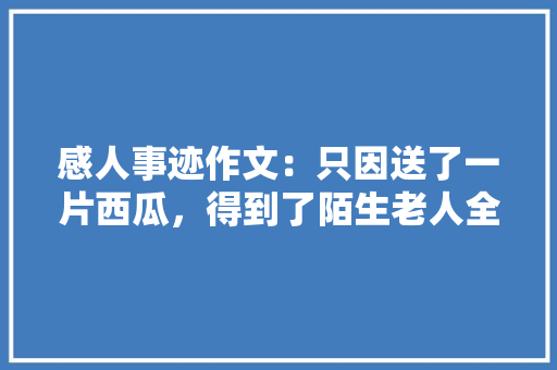 感人事迹作文：只因送了一片西瓜，得到了陌生老人全部财产！ 会议纪要范文