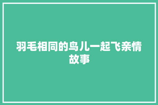 羽毛相同的鸟儿一起飞亲情故事