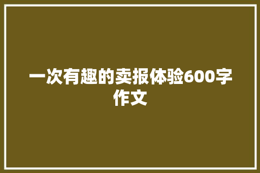 一次有趣的卖报体验600字作文