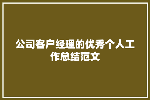 公司客户经理的优秀个人工作总结范文