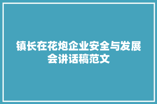 镇长在花炮企业安全与发展会讲话稿范文