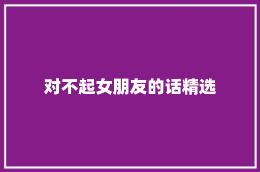 对不起女朋友的话精选