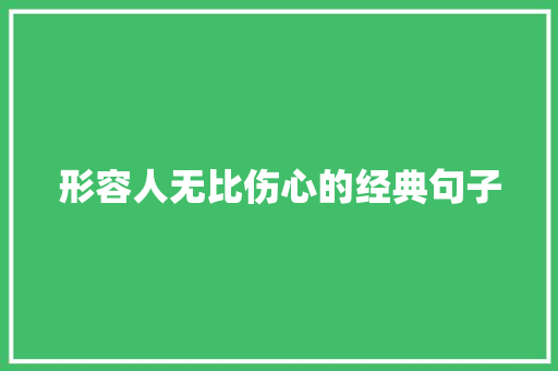 形容人无比伤心的经典句子 综述范文