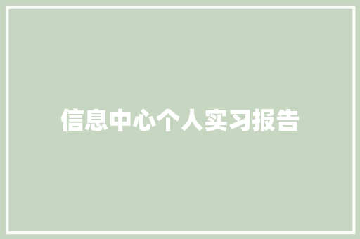 信息中心个人实习报告