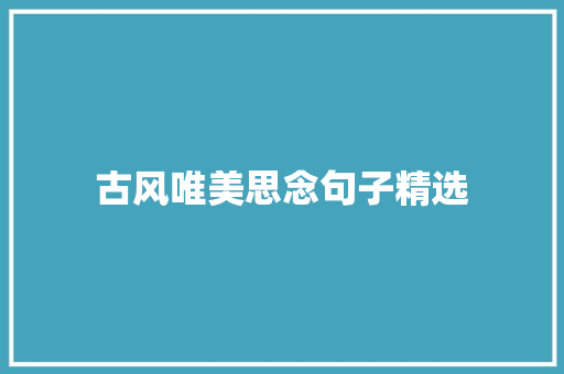 古风唯美思念句子精选 简历范文