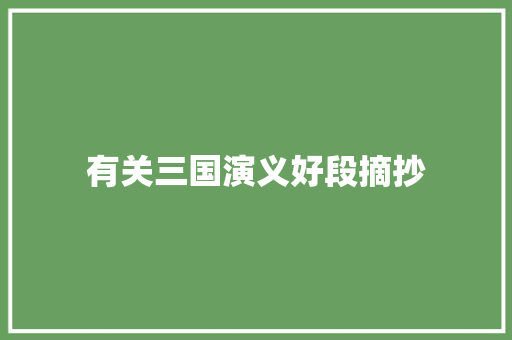 有关三国演义好段摘抄