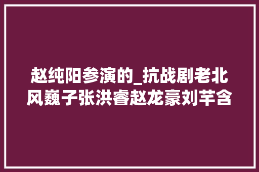 赵纯阳参演的_抗战剧老北风巍子张洪睿赵龙豪刘芊含俞颖领衔主演