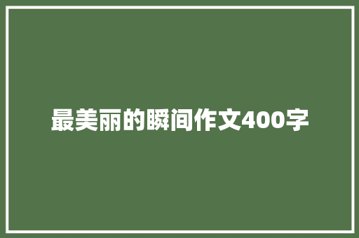 最美丽的瞬间作文400字