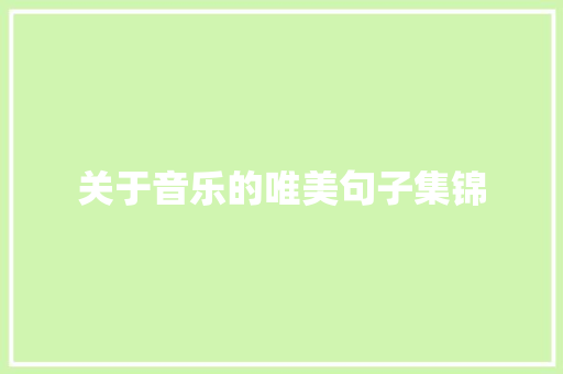 关于音乐的唯美句子集锦 演讲稿范文