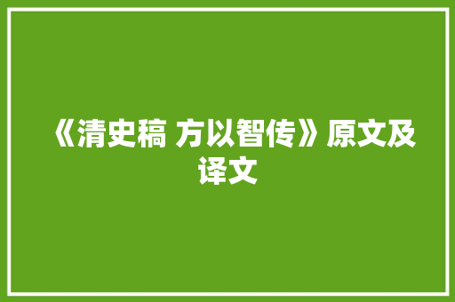 《清史稿 方以智传》原文及译文