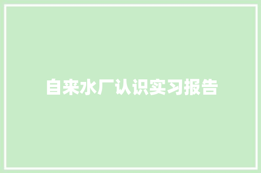 自来水厂认识实习报告