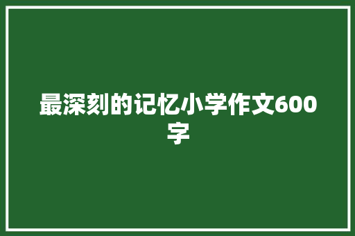 最深刻的记忆小学作文600字 论文范文