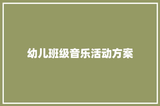 幼儿班级音乐活动方案 工作总结范文