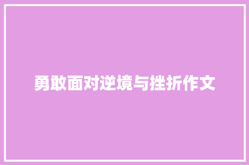 勇敢面对逆境与挫折作文 会议纪要范文