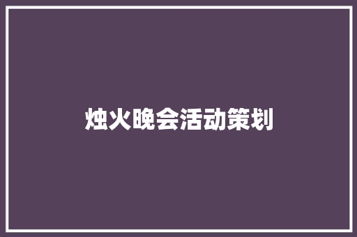 烛火晚会活动策划 论文范文