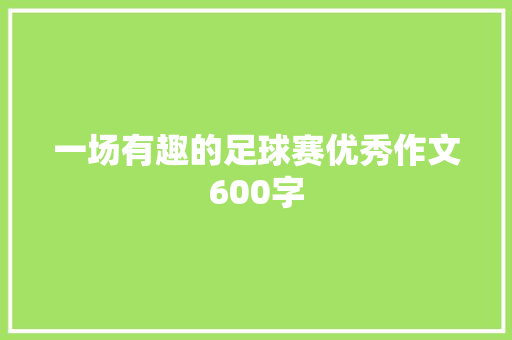 一场有趣的足球赛优秀作文600字