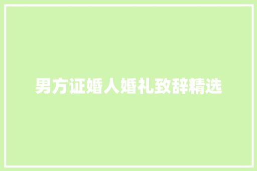 男方证婚人婚礼致辞精选 演讲稿范文