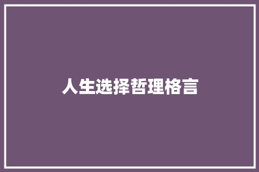 人生选择哲理格言 会议纪要范文