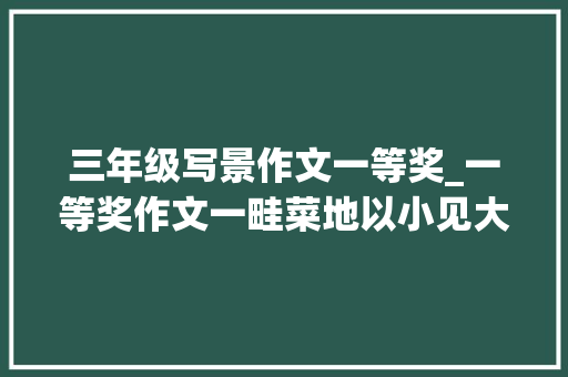 三年级写景作文一等奖_一等奖作文一畦菜地以小见大年夜余味悠长