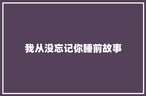 我从没忘记你睡前故事