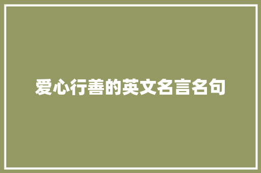 爱心行善的英文名言名句