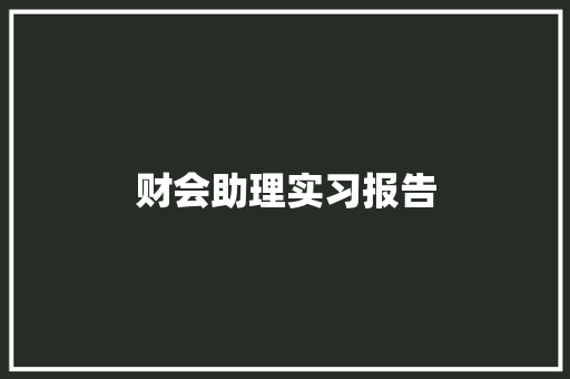 财会助理实习报告