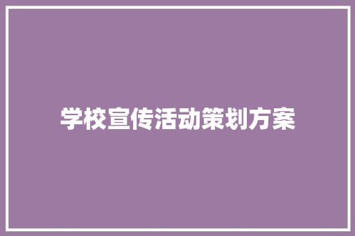 学校宣传活动策划方案 工作总结范文