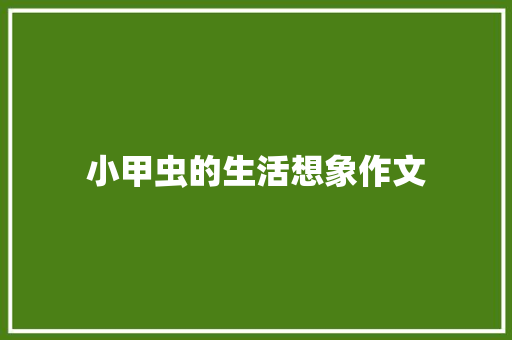 小甲虫的生活想象作文