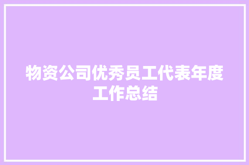 物资公司优秀员工代表年度工作总结