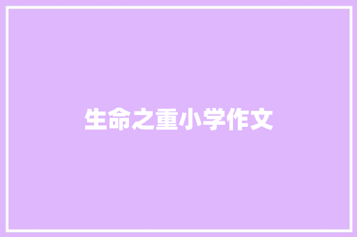 生命之重小学作文