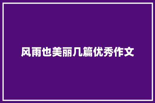 风雨也美丽几篇优秀作文