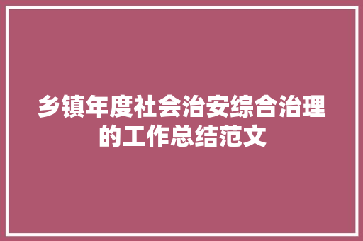 乡镇年度社会治安综合治理的工作总结范文