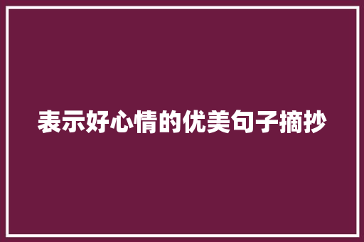 表示好心情的优美句子摘抄