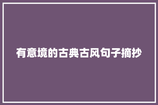 有意境的古典古风句子摘抄 会议纪要范文