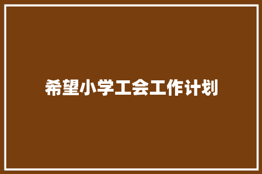 希望小学工会工作计划