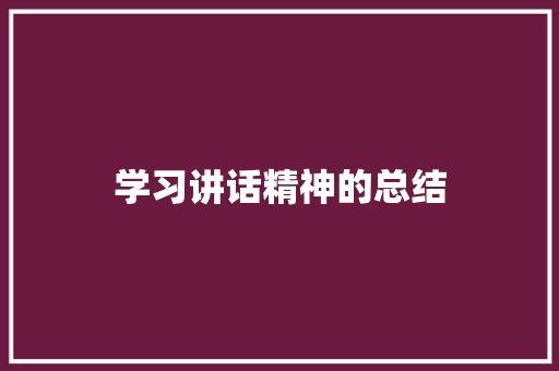 学习讲话精神的总结 职场范文