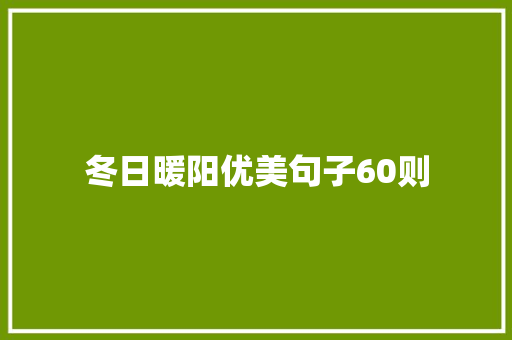 冬日暖阳优美句子60则