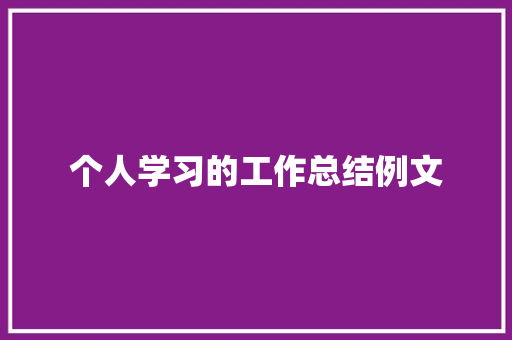 个人学习的工作总结例文