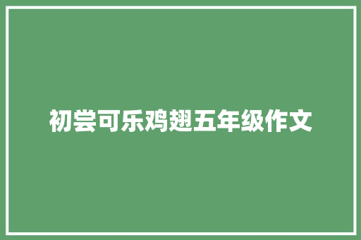 初尝可乐鸡翅五年级作文